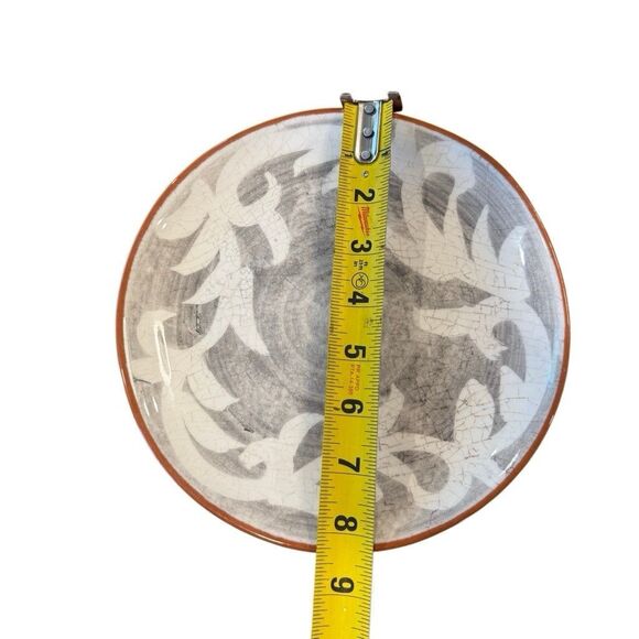 Crate & Barrel NICO  8” Terracotta Geometric Pattern Clay Glazed Salad Plate - Picture 7 of 8